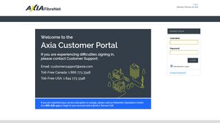 Axia Customer Portal > Login