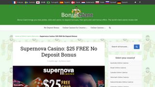 Supernova Casino: $25 FREE No Deposit Bonus | Online Casino ...