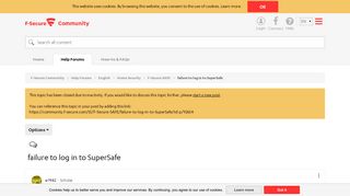 Solved: failure to log in to SuperSafe - F-Secure Community - 92654