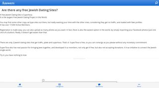 Are there any free Jewish Dating Sites - Answers