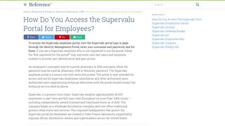 How Do You Access the Supervalu Portal for Employees? | Reference ...