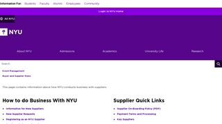 Supplier Information - NYU