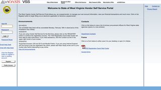 Welcome to West Virginia wvOASIS Vendor Self Service Portal: Home