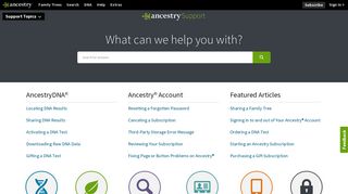 Ancestry Support Home