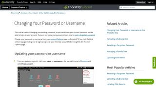 Changing Your Password or Username - Ancestry Support