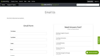 Contact Support - Ancestry Support