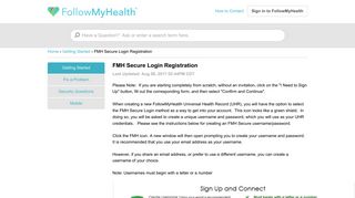 FollowMyHealth | FMH Secure Login Registration