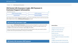 Old Surety Life Insurance Login, Bill Payment & Customer Support ...