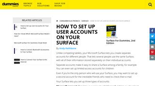 How to Set Up User Accounts On Your Surface - dummies
