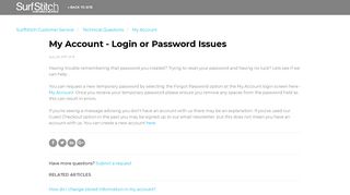 My Account - Login or Password Issues – SurfStitch Customer Service