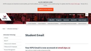 Student Email | KPU.ca - Kwantlen Polytechnic University