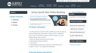 Online Booking - Home - Surrey Sports Park