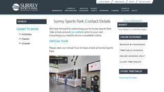 Online Booking - Contact Us - Surrey Sports Park
