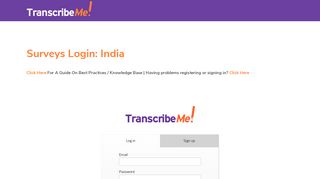 Surveys Login: India - TranscribeMe!