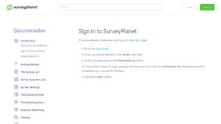 Sign In to SurveyPlanet | SurveyPlanet Documentation