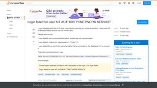 Login failed for user 'NT AUTHORITYNETWORK SERVICE' - Stack Overflow