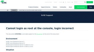 Cannot login as root at the console, login incorrect | Support | SUSE