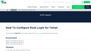 How To Configure Root Login for Telnet | Support | SUSE