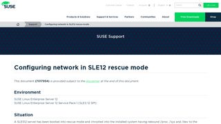 Configuring network in SLE12 rescue mode | Support | SUSE