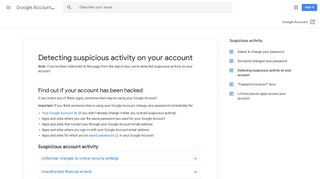 Detecting suspicious activity on your account - Google Account Help