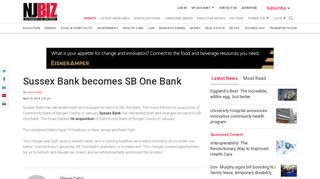 Sussex Bank becomes SB One Bank - NJBIZ