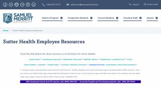 Sutter Health Employee Resources | Samuel Merritt University