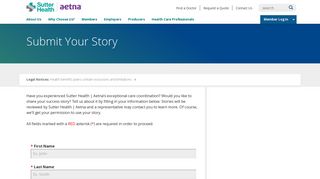 Submit Your Story - Sutter Health Aetna