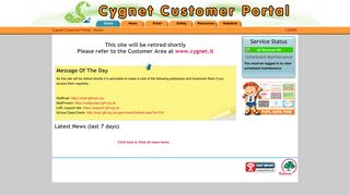 Cygnet Customer Portal - Home
