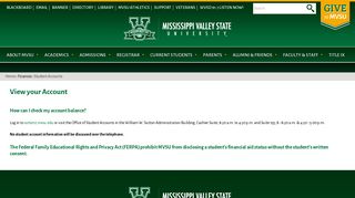 View your Account | Mississippi Valley State University