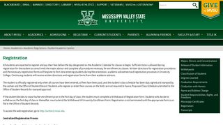 Registration | Mississippi Valley State University