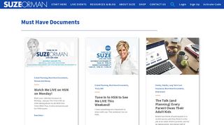 Must have documents - Suze Orman Financial Expert