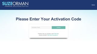 Activation Code - Suze Orman : Finance Solutions For You