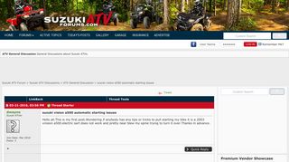 suzuki vision a500 automatic starting issues - Suzuki ATV Forum
