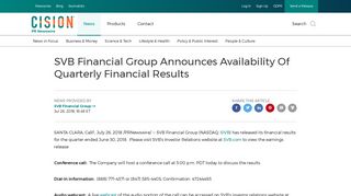 SVB Financial Group Announces Availability Of Quarterly Financial ...