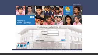 Welcome to Student Login Page - Sandip ERP System