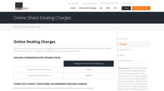 Charges - SVS XO - Execution Only Share Dealing