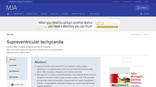 Supraventricular tachycardia | The Medical Journal of Australia