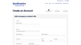 Southwest Airlines Corporate Travel - Create an Account - SWABIZ
