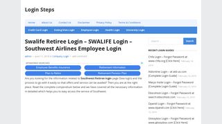 Swalife Retiree Login - SWALIFE Login – Southwest Airlines ...
