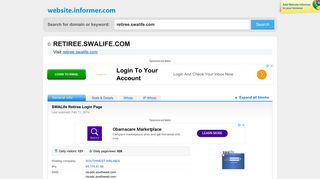 retiree.swalife.com at WI. SWALife Retiree Login Page