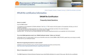 SWaM Re-certification Information: Procurement Services