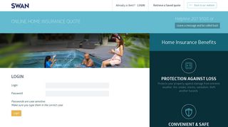 Login - Home Insurance - Online Quotes - Swan