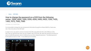 How to change the password on a DVR from the ... - Swann Support