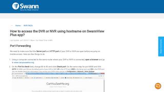 How to access the DVR or NVR using hostname on SwannView Plus ...