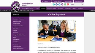 Online Payment | Swanshurst School