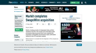 Markit completes SwapsWire acquisition - Finextra Research