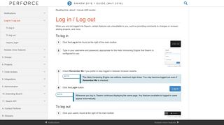 Log in / Log out // Swarm 2016.1 Guide - Perforce