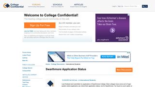 Swarthmore Application Status — College Confidential