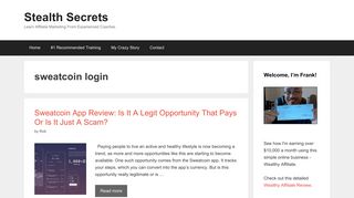 sweatcoin login | | Stealth Secrets