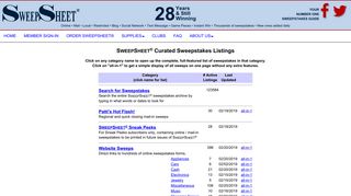 SWEEPSHEET ® Curated Sweepstakes Listings